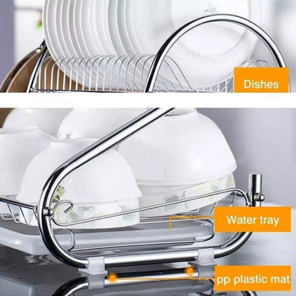 Fully assembled 2-tier dish drainer