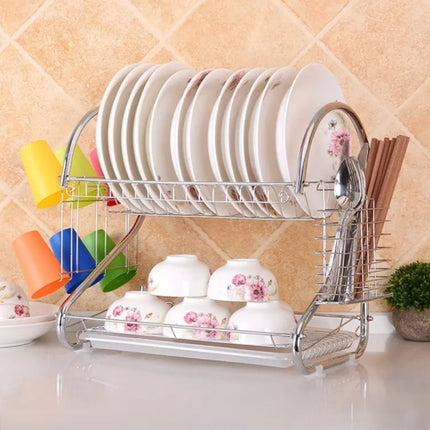 Plate holder on 2-tier dish rack