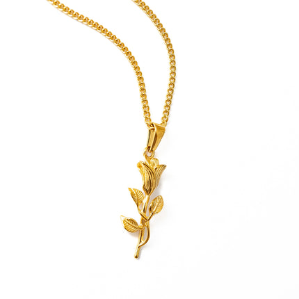 Elegant gold rose pendant necklace for women