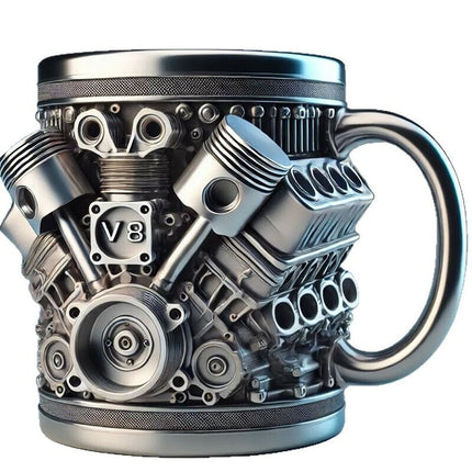 Engine design beer mug stainless steel