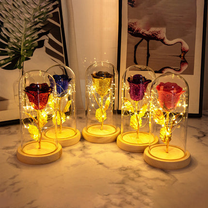 Eternal rose LED light in glass dome romantic gift