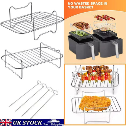 Air Fryer Rack And Grill Rack 8PCS Steel Griller Double Basket Accessories