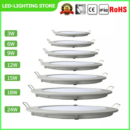 UK Ultra Slim Recessed LED Flat Panel Ceiling Spot Lights Downlights Spotlights