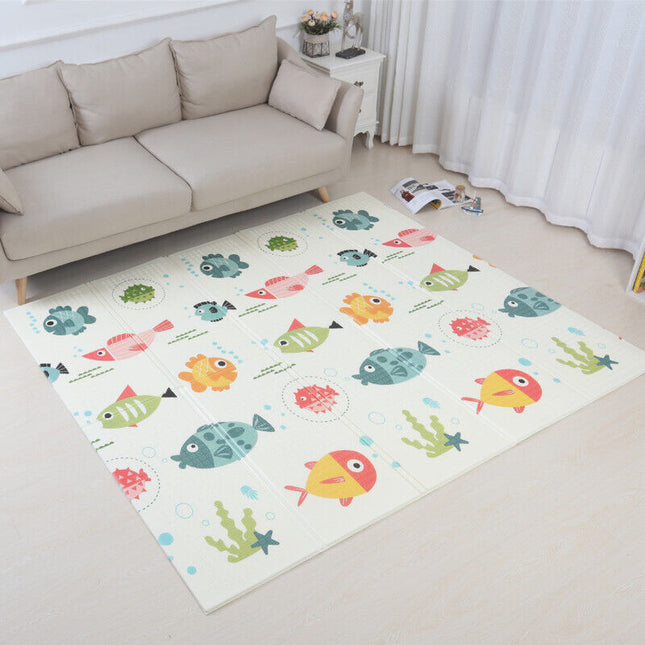 2 Sided Baby Play Mat Reversible Baby Kids Crawling Mat Folding Waterproof Mat