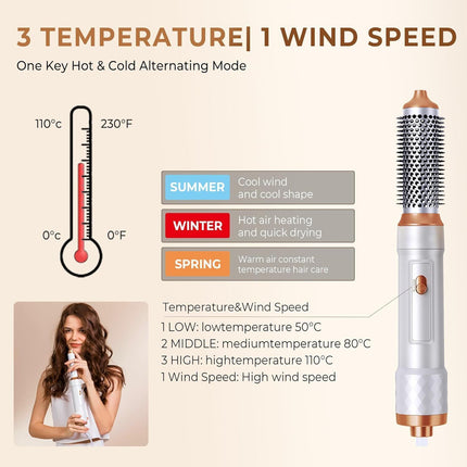 5 IN 1 Pro Air Wrap Blow Hair Styler Curler Straightener Hot Air Comb Brush Gift