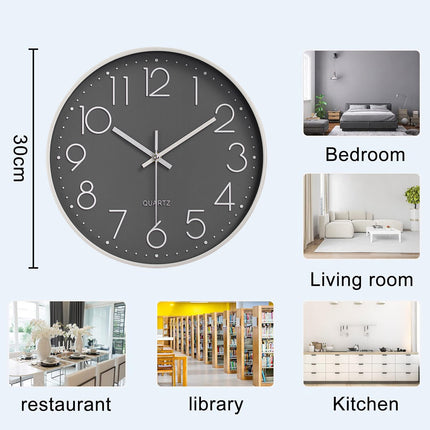 12  Wall Clock Silent Non Ticking Clock For Living Room Bedroom Kitchen Office
