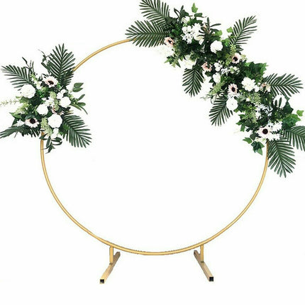 2M Round Hoop Balloon Arch Backdrop Flower Gold Display Stand Frame Wedding New