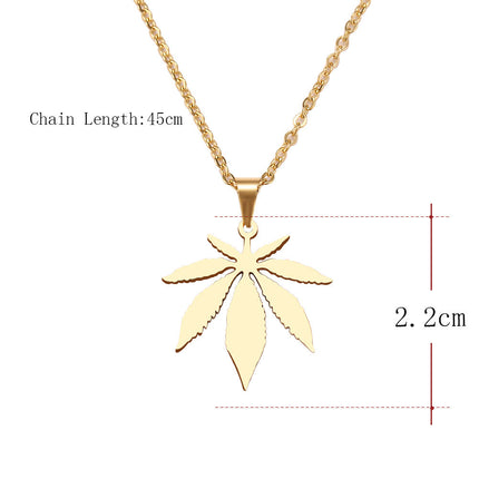 Close-up of geometric leaf pendant necklace