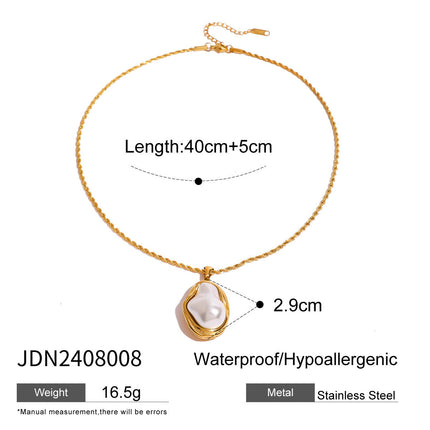 Geometric irregular pearl necklace stainless steel
