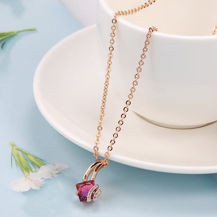Geometric rose gold necklace with sparkling zircon accents