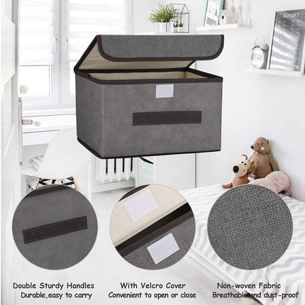 Grey fabric storage bins for home and bedroom