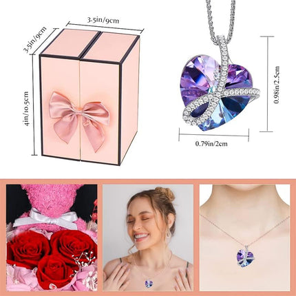 Handmade moss bear with preserved red rose