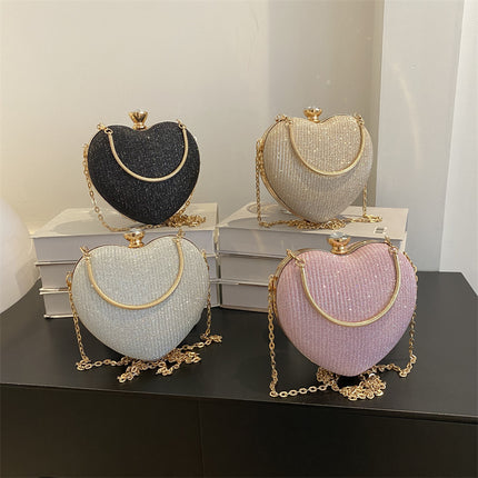 Heart-shaped evening clutch bag for women