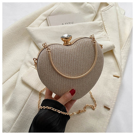 Gold heart-shaped luxury handbag for women