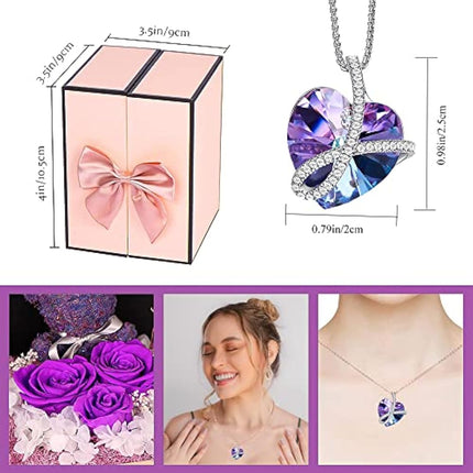 Hidden necklace inside rose bear gift box