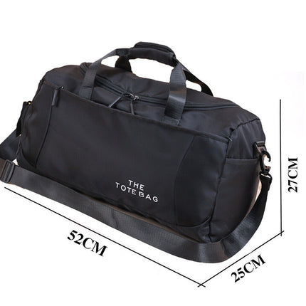 Size of large black gym tote bag fully packed showing spacious interior and compartments
