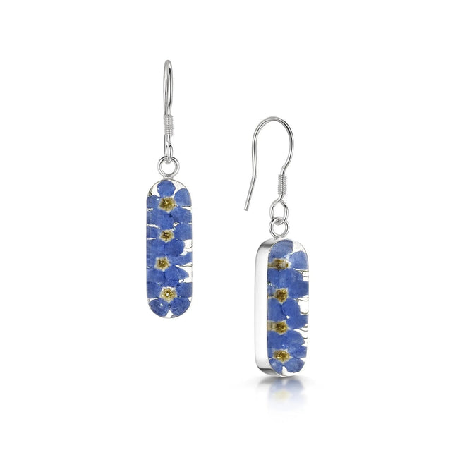 Leela forget-me-not sterling silver vertical bar drop earrings