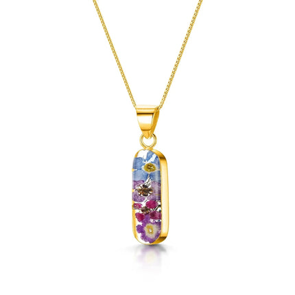 Real purple flowers inside Leela necklace