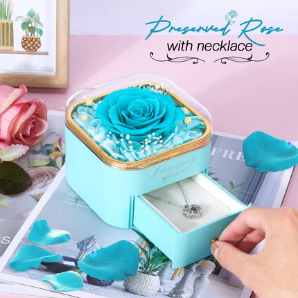 Eternal light blue preserved rose gift