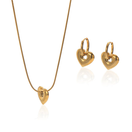 Mirror polish gold heart necklace