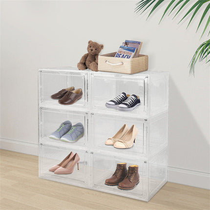 Shoe storage box with magnetic door and ventilation