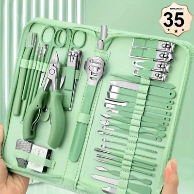 Stylish green travel case for manicure tools