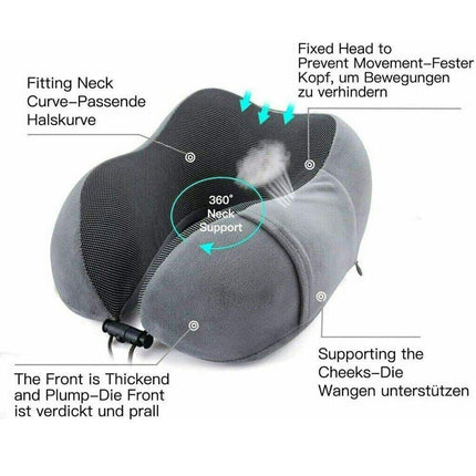Black memory foam travel pillow for neck support