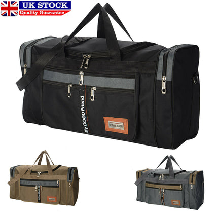 Front view of men’s sports gym holdall bag with zip closure