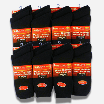 Men’s Heatwave black thermal socks 24 pack