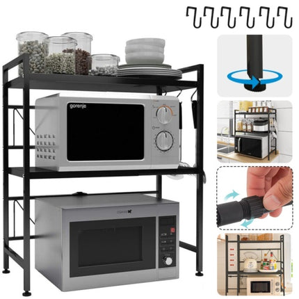 Full view of 3-tier microwave oven rack