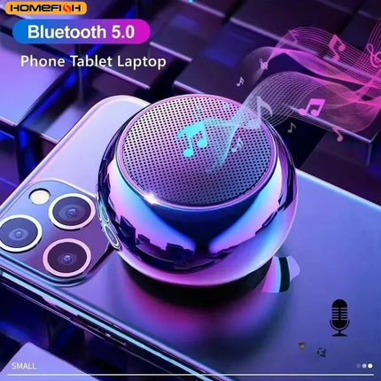 HOMEFISH mini Bluetooth speaker metal front view
