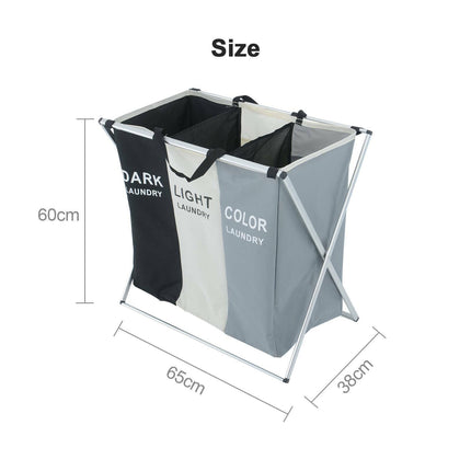 Modern laundry hamper in black, grey and beige