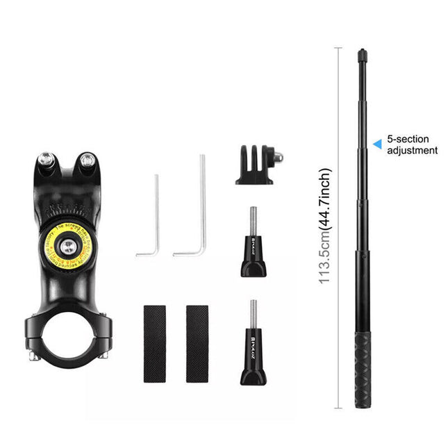 Motorcycle selfie stick handlebar mount for outdoor adventures