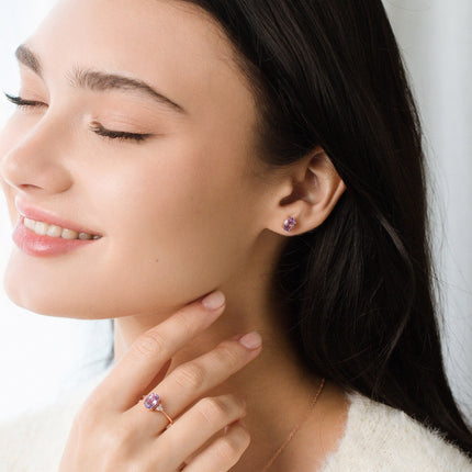 Natural lavender amethyst gemstone earrings