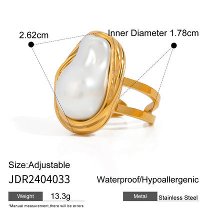 Matching pearl earrings and ring stainless steel