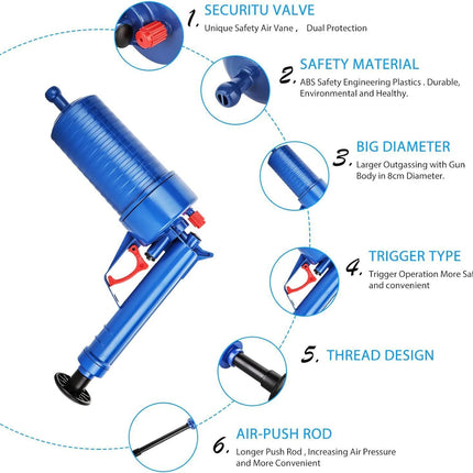Drain plunger with four adaptor sizes included
