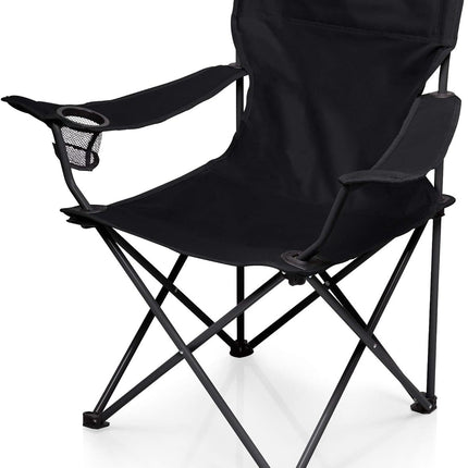 Portable foldable camping chair with built in cup holder
