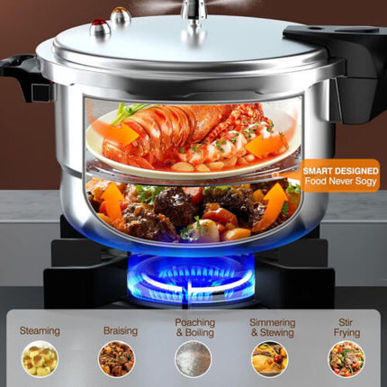 Steaming layer included with pressure cooker