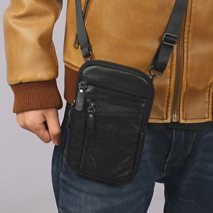 Mens leather phone pouch