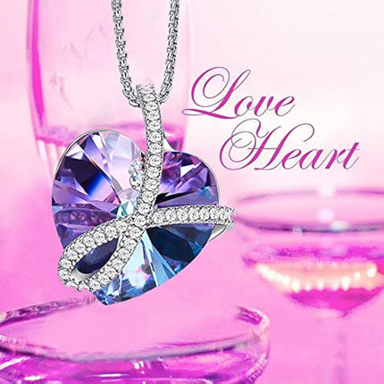 Purple heart crystal necklace gift