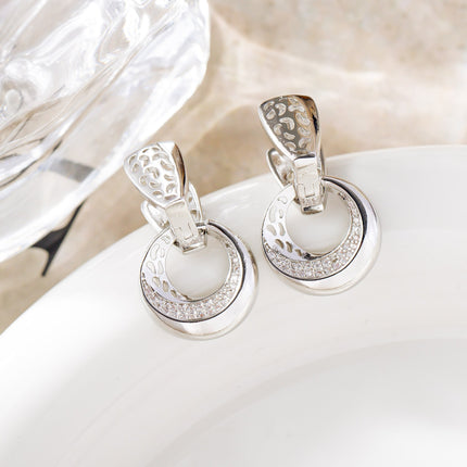 Romantic hollow moon earrings with zircon inlay