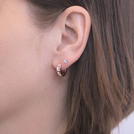 Rose gold crystal hoop earrings for women