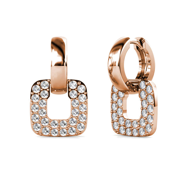 Rose gold square crystal earrings