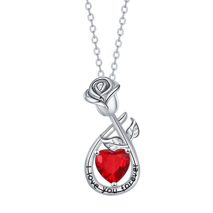 Heart shaped rose pendant necklace