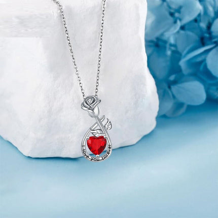 Rose pendant necklace Valentines Day gift