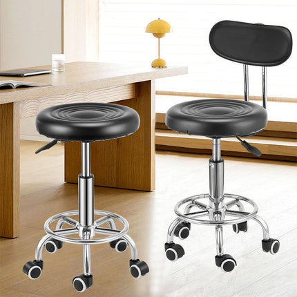 Adjustable salon stool with backrest