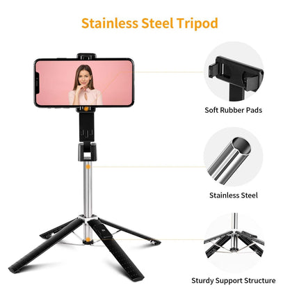 Selfie stick tripod used as desk phone stand for video calls