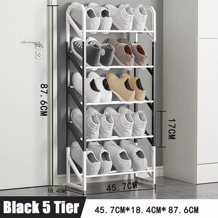 Shoe rack in bedroom storage setup