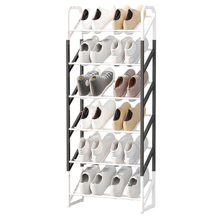Black and white 6-tier shoe rack