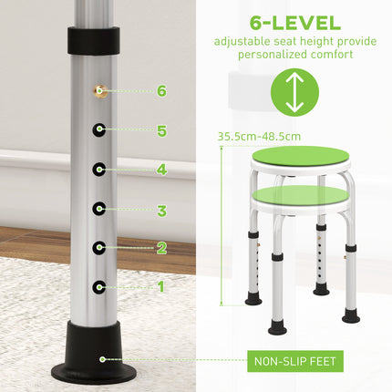 Shower stool with non-slip rubber feet